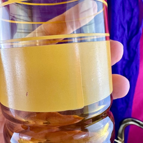 Vintage 1970s Amber Yellow Rings Glass – Libbey Style Retro Tumbler 5.5‎ in - Picture 10 of 12